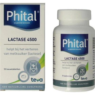 Afbeelding van Phital Lactase 4500 Kauwtabletten Aardbei