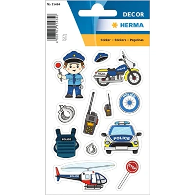 Image de HERMA 15484 Stickers Enfants Police (36 Papier Mat) Autocollant Permanent Motif Étiquettes pour Fille et Garçon Coloré