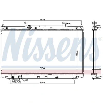 Afbeelding van NISSENS 606841 Radiateur Aluminium 400 747 16 Koelribben gesoldeerd