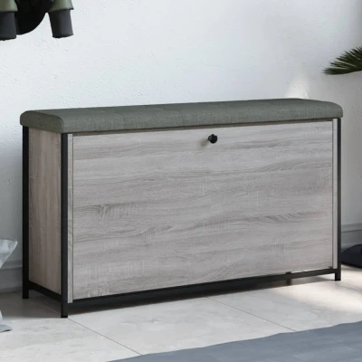 Afbeelding van Schoenenbankje met klaplade 102x32x56 cm grijs sonoma eiken