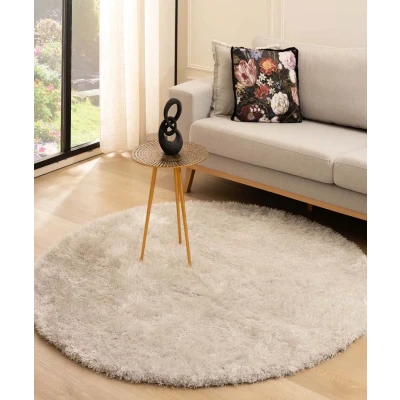 Afbeelding van Rond Hoogpolig Tapijt/Vloerkleed Velvet Posh Lichtzilver 200 Cm