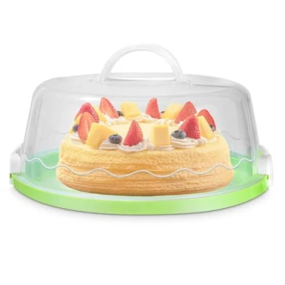 Afbeelding van Azyvum Ronde taarttransportbox met deksel en handvat, opbergdoos, taartcontainer, taartschaal, taartdoos, taartbord,