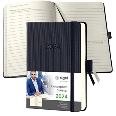 Afbeelding van Sigel agenda 2024 Conceptum A6 dagoverzicht zwart SI C2411