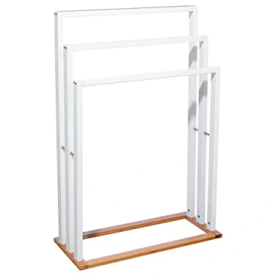 Afbeelding van 5Five Handdoekhouder Bamboe op voet Wit H82 CM