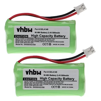 Afbeelding van vhbw 2 x batterijen compatibel met Siemens Gigaset AL140, AS14, AL14, AL14H, AL145, AL145 Duo (800 mAh, 2,4 V, NiMH)