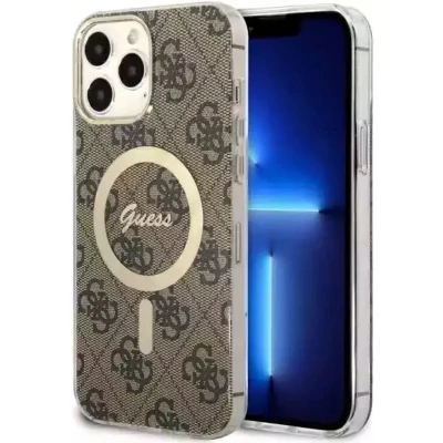 Afbeelding van Guess 4G Back Case (MagSafe Compatible) Geschikt voor Apple iPhone 13 Pro Max (6.7&quot;) Bruin