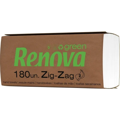 Afbeelding van Renovagreen papieren handdoeken, Z vouw, 2 laags, 180 vellen, pak van 30 stuks handdoek