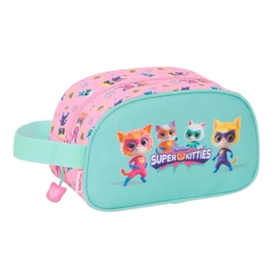 Afbeelding van Reistasje SuperKitties Roze Turkoois 26 x 15 12 cm