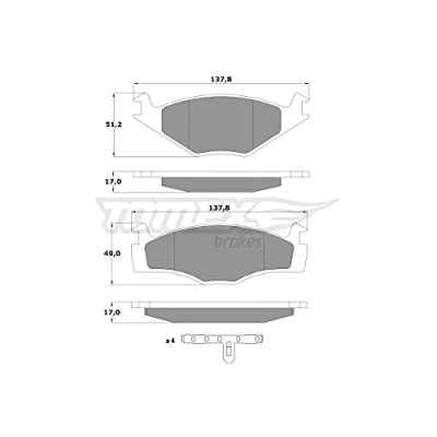Afbeelding van TOMEX brakes TX 10 141 Remblokkenset Vooras Met toebehoren VOLKSWAGEN: Polo III Hatchback, II Coupe, SEAT: Ibiza 2
