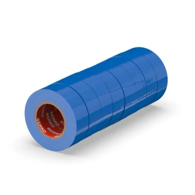 Afbeelding van ERKO 8 stuks isolatietape, 19 mm x 20 m, blauw, voor elektrische bekabeling, hoge flexibiliteit en hechting, afdichtingstape,