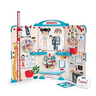 Afbeelding van Smoby Medisch kantoor Imitatie speelgoed voor kinderen Opvouwbaar drieluik Dokter spelen Veel medische accessoires inbegrepen Vanaf 3 jaar 340206