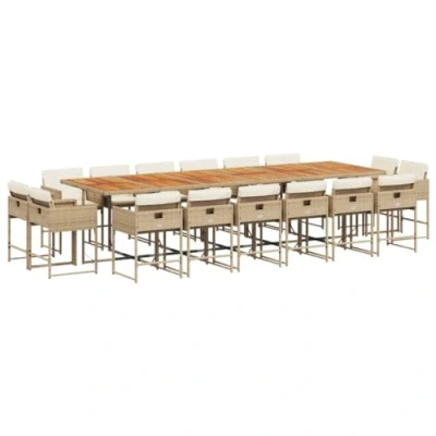 Afbeelding van vidaXL 17 delige Tuinset met kussens poly rattan beige