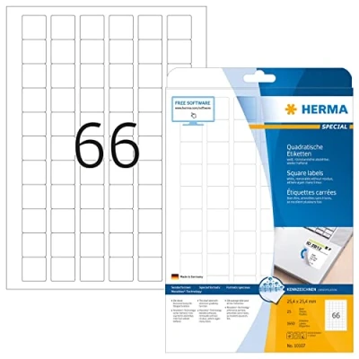 Afbeelding van Herma printeretiketten Removable labels, A4, 25.4x25.4 mm, White, 1650 pcs.