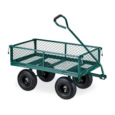 Afbeelding van Relaxdays bolderkar luchtbanden 200 kg transportkar staal tuinkar bolderwagen