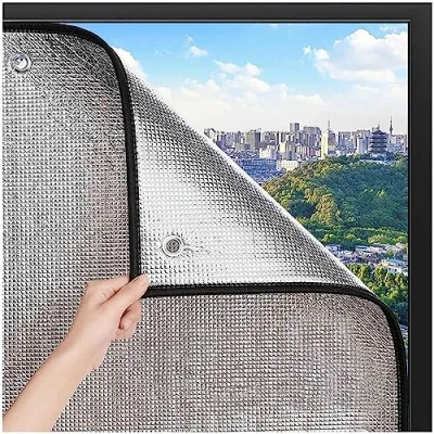 Afbeelding van Raamfolie voor privacy, zonwerende aluminiumfolie, isolatiefolie met zuignap, reflecterende raamfolie, warmte, anti inkijk, glassticker, 160 x cm (b h)