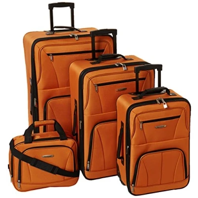 Afbeelding van Set van 4 rolbagage Rockland, Oranje, Journey Softside Kofferset, recht
