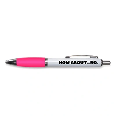 Afbeelding van Tongue in Peach PP156 Grappige balpen met opschrift &quot;How About No&quot; grappig cadeau roze