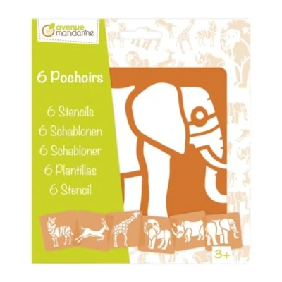 Afbeelding van Sjablonen Savannedieren 15 x cm 6 assorti