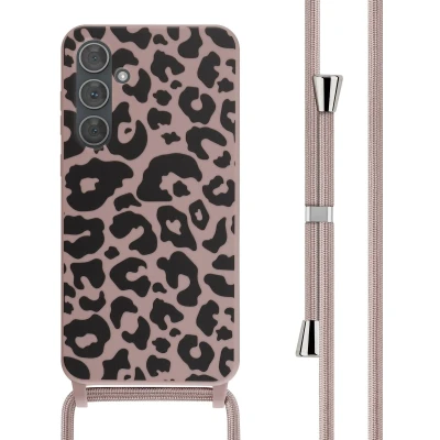 Afbeelding van iMoshion hoesje Geschikt voor Samsung Galaxy A35 met koord Siliconen design Roze / Animal Pink