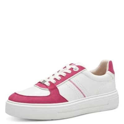 Afbeelding van s.Oliver Sneakers laag, Dames, Maat: 36, White fuxia Leer en imitatieleer