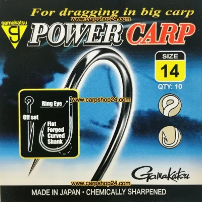 Afbeelding van Gamakatsu Power Carp Hooks #14 Eyed Barbed (10 stuks) Karperhaken