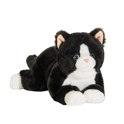 Afbeelding van Hermann Teddy Knuffeldier kat/poes zachte pluche stof premium kwaliteit knuffels zwart/wit 30 cm