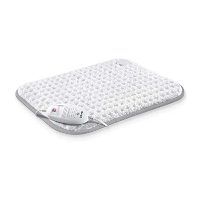 Afbeelding van Beurer HK 42 Elektrisch Warmtekussen Heating pad 44 x 33 cm Superzacht 3 Warmtestanden Max. 65C Snelle opwarming Automatische uitschakeling Fleece Machinewasbaar Jaar garantie Wit/grijs