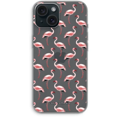 Afbeelding van Case Company® hoesje geschikt voor iPhone 15 Flamingo Soft Cover Telefoonhoesje Bescherming aan alle Kanten en Schermrand