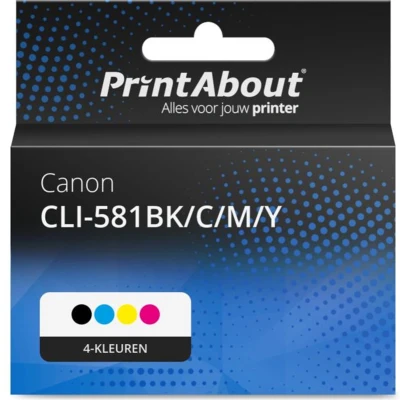 Afbeelding van Huismerk Canon CLI 581BK/C/M/Y Inktcartridge 4 kleuren Voordeelbundel Hoge capaciteit
