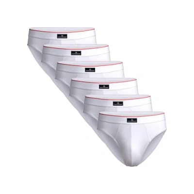 Afbeelding van DANISH ENDURANCE Set van 6 katoenen herenslips, comfortabele taille, zonder etiket, Wit/Rood
