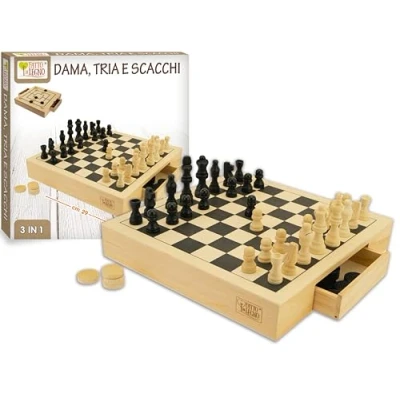 Afbeelding van Teorema 40500 Dame, schaken en tria, hout, voor 2 spelers