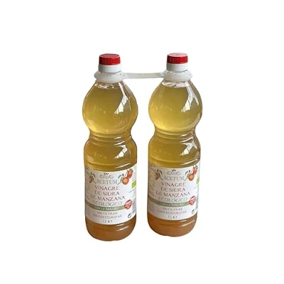 Afbeelding van MODENA ACETUM appelciderazijn milieuvriendelijk zonder conserveringsmiddelen en biologisch, ongefilterd niet gepasteuriseerd 2 l (2 flessen 1 l) beter voor je