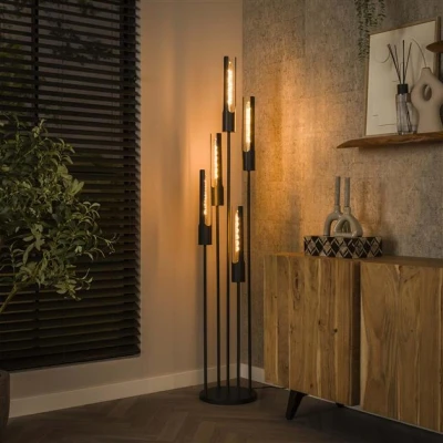 Afbeelding van Hoyz Collection Vloerlamp 5L Getrapt Tube Artic Zwart