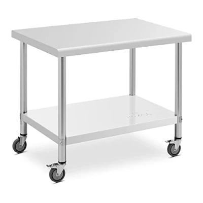 Afbeelding van Royal Catering Roestvrijstalen tafel met wielen 70 x 100 cm 155 kg capaciteit royal_catering