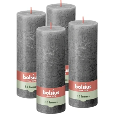 Afbeelding van Stompkaarsen Shine 4 st rustiek 190x68 mm stormgrijs