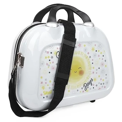 Afbeelding van SKPAT Koffer van handbagagekoffer 55 x 35 25 cm Cabin Luggage, Carry On Suitcase, Suitcase. Combinatie Hangslot 131450, Wit Zon (Neceser 133645)