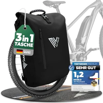 Afbeelding van 3 in 1 Fietstas fietsrugzak schoudertas waterdicht 100% PVC vrij, met laptopvak, bagagedragertas voor alle soorten fietsdragers