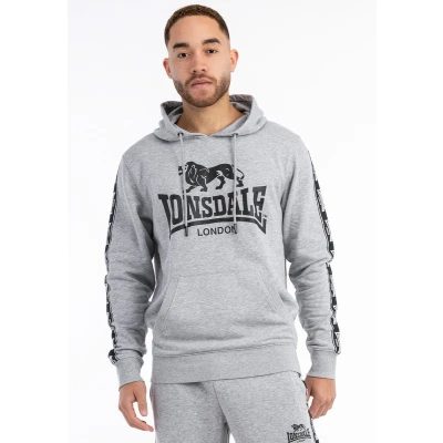 Afbeelding van Lonsdale Normale Passform Scousburgh Hoodie, Heren, Maat: Medium, Marl grey black white