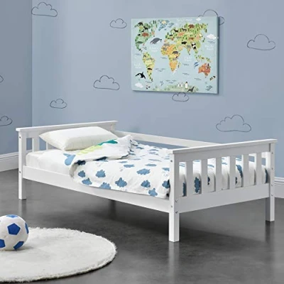 Afbeelding van Kinderbed met bedbodem en uitvalbeveiliging 80x160 cm wit