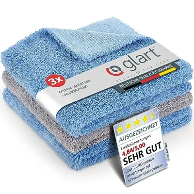 Afbeelding van Glart Fever Set van 3 dubbelzijdige polijstdoeken voor auto, motorfiets, polijstmachine, microvezel reinigingsdoek, absorberend, 40 x cm