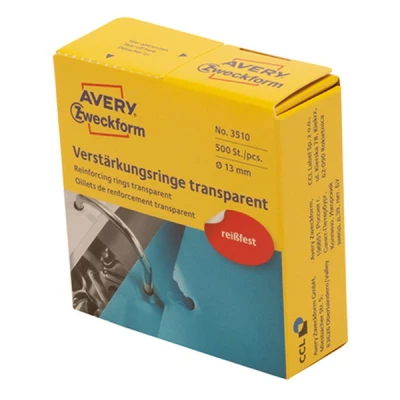 Image de AVERY Zweckform Oeillets de renforcement 13 mm, transparent Contenu: 500 pièces 3510