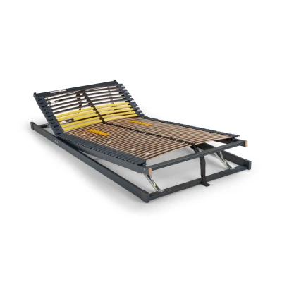 Afbeelding van Beter Bed Bossflex 600 Lattenbodem 90 x 200 cm Handverstelbaar Bedbodem Max. 120kg Antraciet/Geel