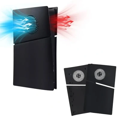 Afbeelding van Mcbazel PS5 Slim Faceplate Replacement Hard Side Panel Plate Durable ABS Protective Cover with Cooling Vent Accessories for Playstation 5 Digital Edition Black