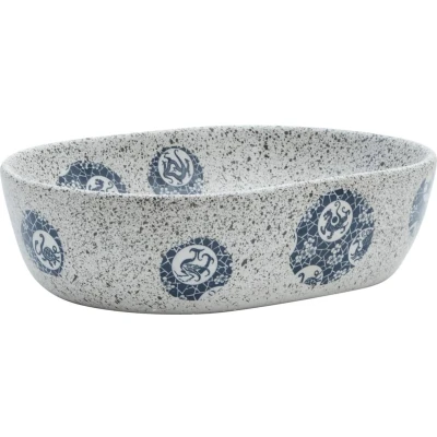 Afbeelding van Opzetwasbak ovaal 47x33x13 cm keramiek grijs en blauw
