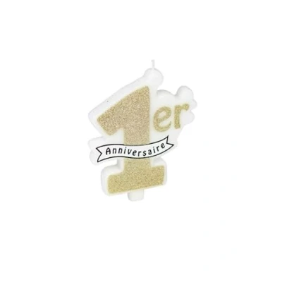 Afbeelding van ARTYFETES 1e verjaardag glitter kaars