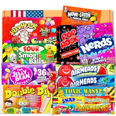 Afbeelding van Crazy Sour Box Import USA Cadeau voor verjaardag, Pasen Sweets 11 stuks