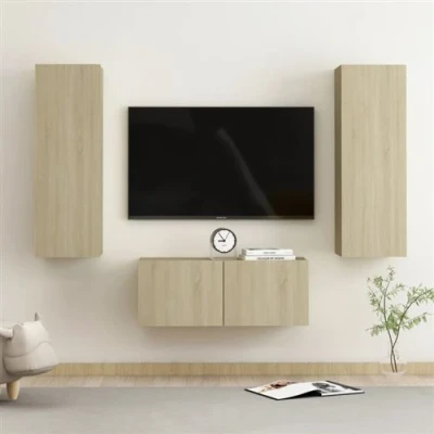 Afbeelding van vidaXL 3 delige Tv meubelset bewerkt hout sonoma eikenkleurig