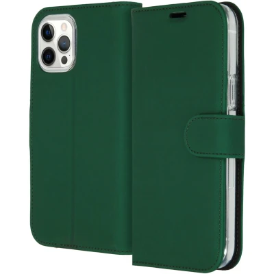 Afbeelding van iPhone 12 Pro Max Hoesje Met Pasjeshouder Accezz Wallet Softcase Bookcase Groen