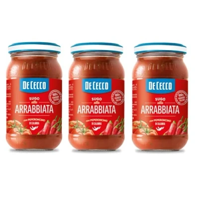 Afbeelding van De Cecco Sugo arrabbiata tomatensauzen met chili 200 g Italiaanse pasta + Italian Gourmet Polpa, 400 g, 12 stuks