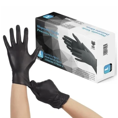 Afbeelding van Vinyl Multifunctionele Handschoenen, Poedervrij, Wegwerp, Extra Sterk Doos van 100 Zwart (Large)